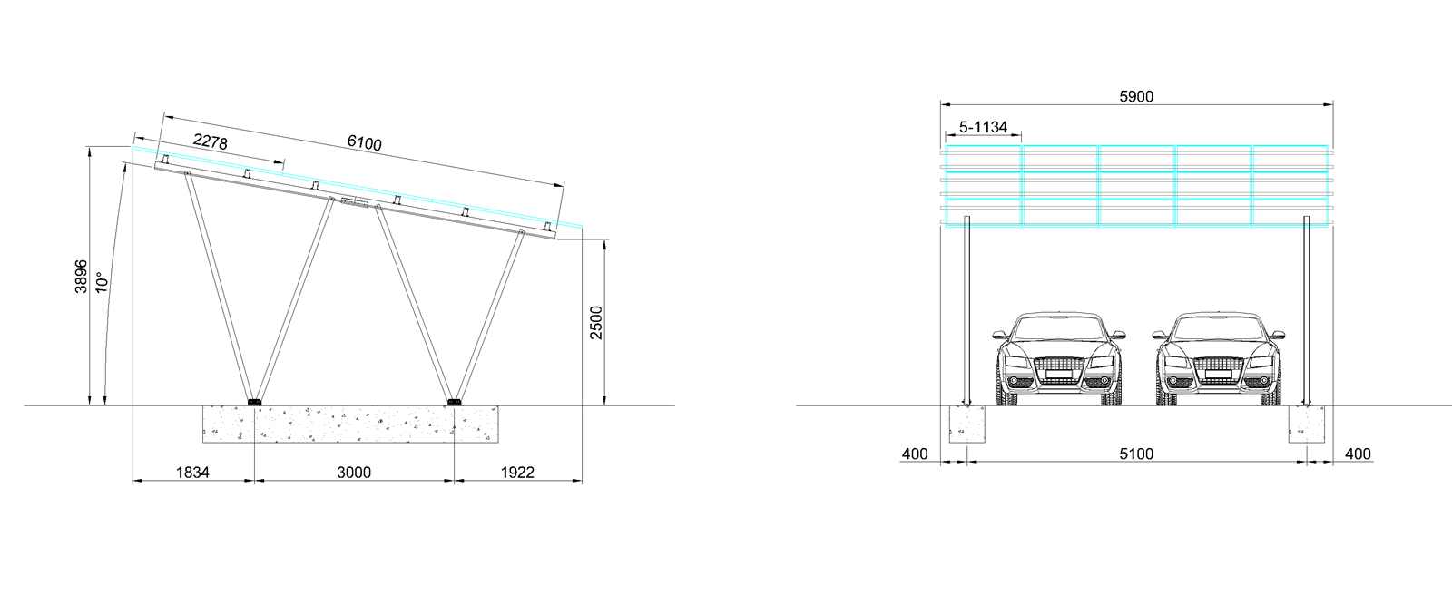 Solar Car Park Metal Racks 1 car Solar Car Park Metal Racks 1 car