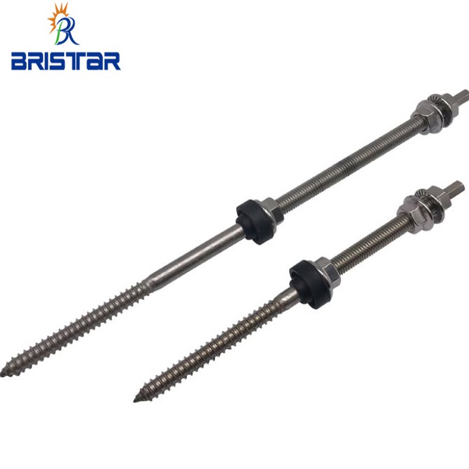 Șurub de fixare cu filet dublu de 200 mm din oțel inoxidabil